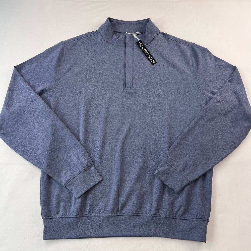 THE CYPRESS MELANGE 1/4 Zip Luxury Blue Golf Pullover Men's size Medium Shirt